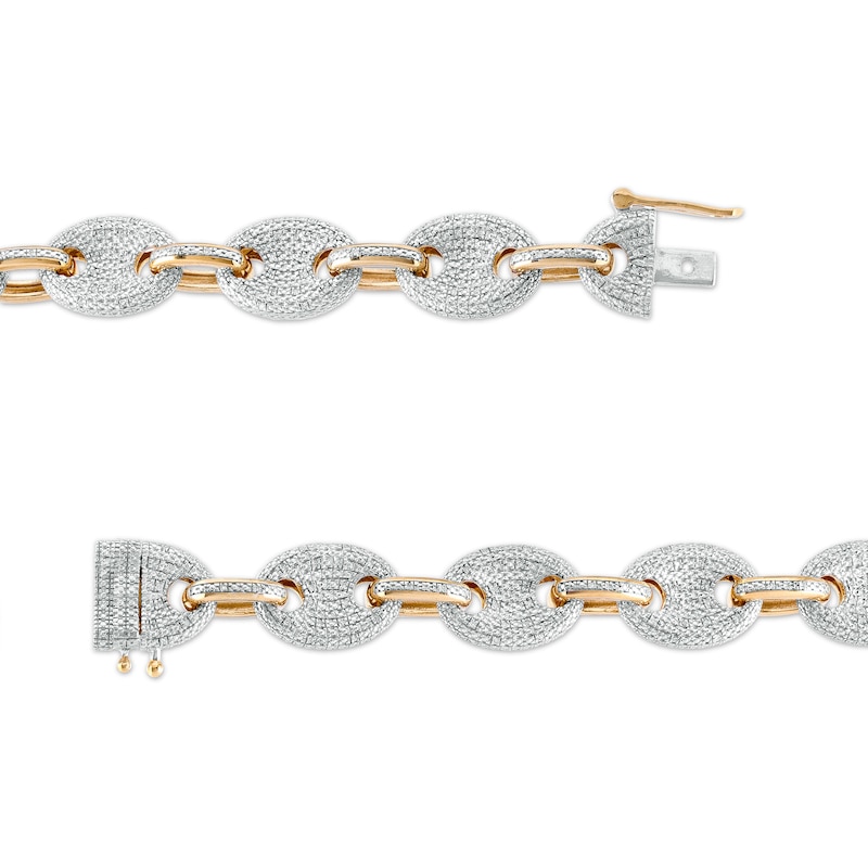 Main Image 2 of Men's 1 CT. T.W. Diamond Mariner Link Chain Necklace in Sterling Silver with 14K Gold Plate – 20"