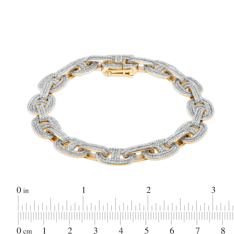 Main Image 2 of 1 CT. T.W. Diamond Mariner Link Chain Bracelet in Sterling Silver with 14K Gold Plate – 8.5"