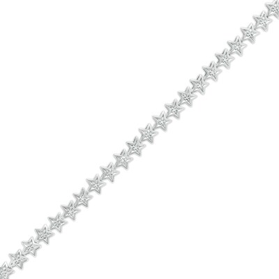 Diamond Accent Star Link Tennis Bracelet in Sterling Silver – 7.25"