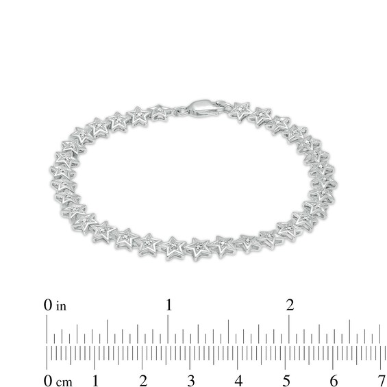 Diamond Accent Star Link Tennis Bracelet in Sterling Silver – 7.25"