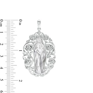 Sterling Silver CZ and Crystal Our Lady Guadalupe Necklace Charm
