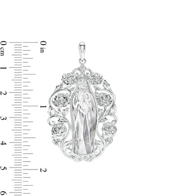 Sterling Silver CZ and Crystal Our Lady Guadalupe Necklace Charm