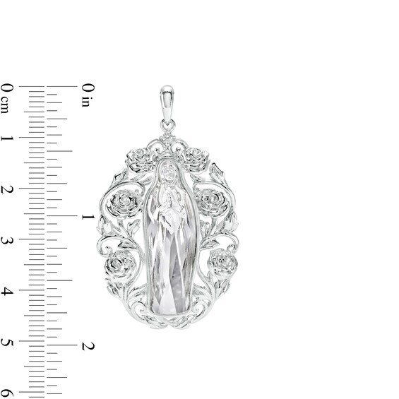 Sterling Silver CZ and Crystal Our Lady Guadalupe Necklace Charm