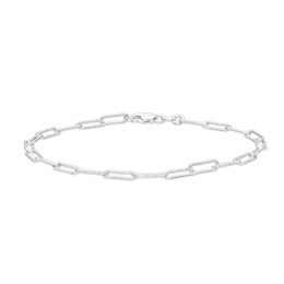 Made in Italy 4.9mm Oval Sparkle Rolo Anklet in Solid Sterling Silver - 9&quot; + 1&quot;