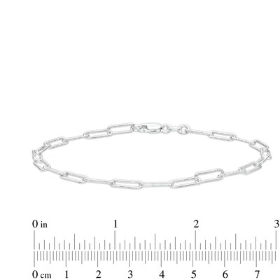Made in Italy 4.9mm Oval Sparkle Rolo Anklet in Solid Sterling Silver - 9" + 1"