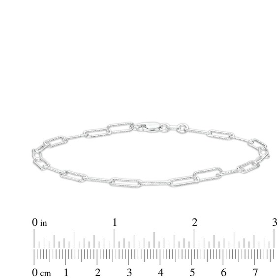 Made in Italy 4.9mm Oval Sparkle Rolo Anklet in Solid Sterling Silver - 9" + 1"