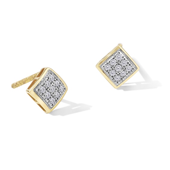 1/20 CT. T.W. Princess-Cut Multi-Diamond Tilted Stud Earrings in 10K Gold