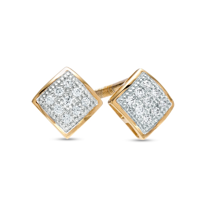 1/20 CT. T.W. Princess-Cut Multi-Diamond Tilted Stud Earrings in 10K Gold