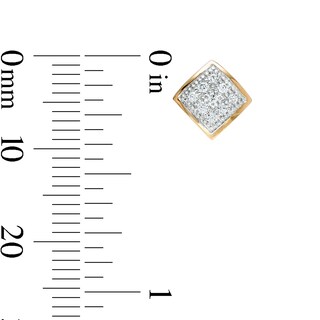 1/20 CT. T.W. Princess-Cut Multi-Diamond Tilted Stud Earrings in 10K Gold