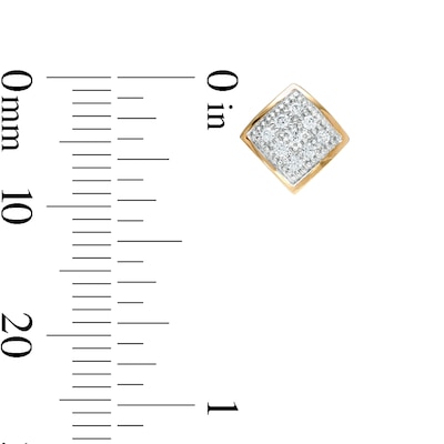 1/20 CT. T.W. Princess-Cut Multi-Diamond Tilted Stud Earrings in 10K Gold