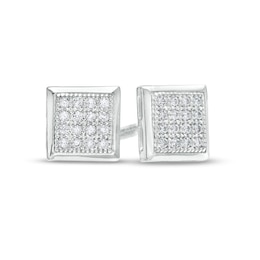 1/10 CT. T.W. Princess-Cut Multi-Diamond Stud Earrings in Sterling Silver