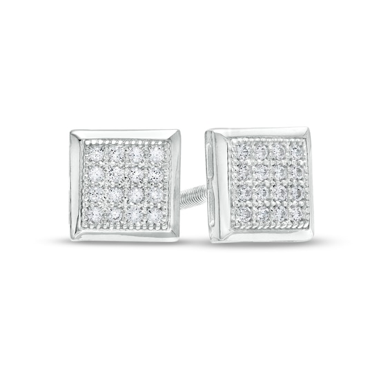 1/ CT. T.W. Princess-Cut Multi-Diamond Stud Earrings in Sterling Silver