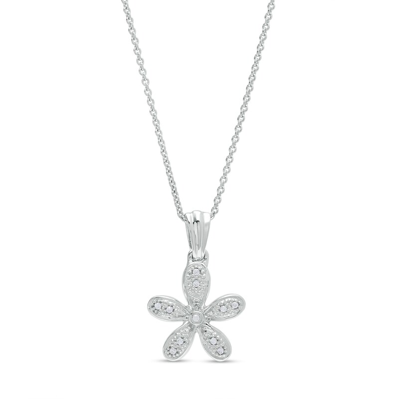 Diamond Accent Flower Pendant in Sterling Silver