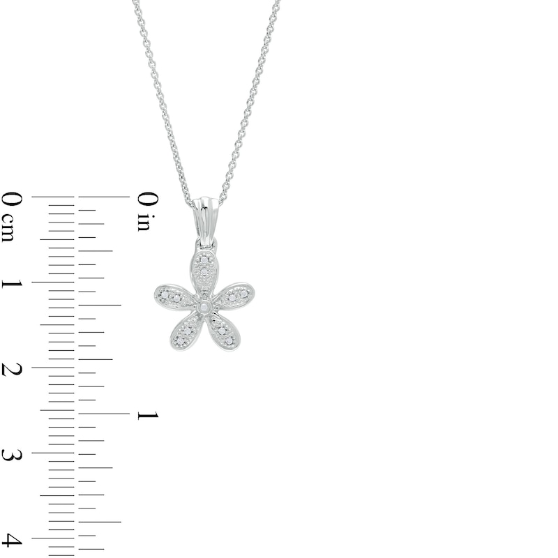 Diamond Accent Flower Pendant in Sterling Silver