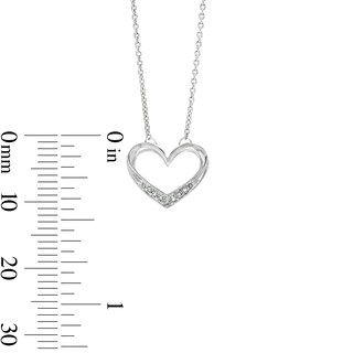 Sterling Silver Diamond Accented Heart Outline Pendant - 17"