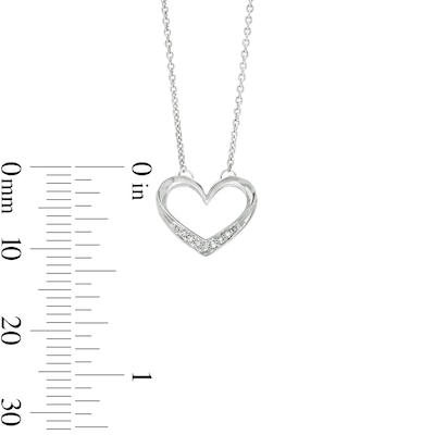 Sterling Silver Diamond Accented Heart Outline Pendant - 17"