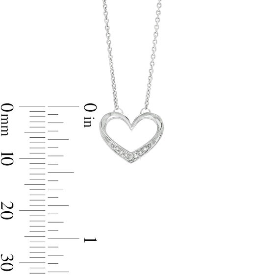 Sterling Silver Diamond Accented Heart Outline Pendant - 17"