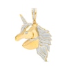 Thumbnail Image 1 of 1/5 CT. T.W. Diamond Collared Unicorn Necklace Charm in Sterling Silver with 14K Gold Plate