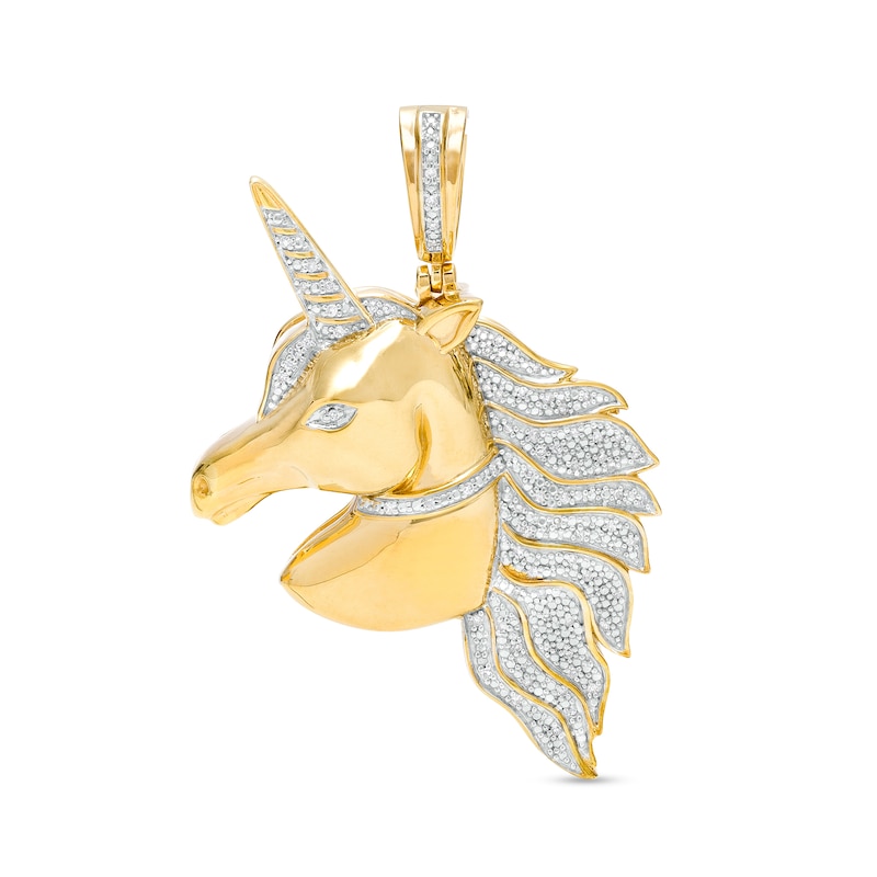 1/5 CT. T.W. Diamond Collared Unicorn Necklace Charm in Sterling Silver with 14K Gold Plate