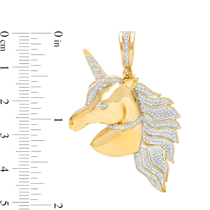 1/5 CT. T.W. Diamond Collared Unicorn Necklace Charm in Sterling Silver with 14K Gold Plate