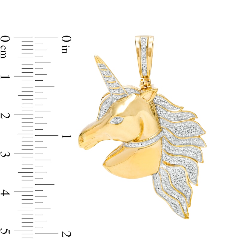 Main Image 2 of 1/5 CT. T.W. Diamond Collared Unicorn Necklace Charm in Sterling Silver with 14K Gold Plate