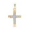 Thumbnail Image 1 of Diamond Accent Layered Split Edge Cross Necklace Charm in 10K Gold