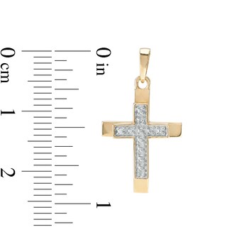 Diamond Accent Layered Split Edge Cross Necklace Charm in 10K Gold