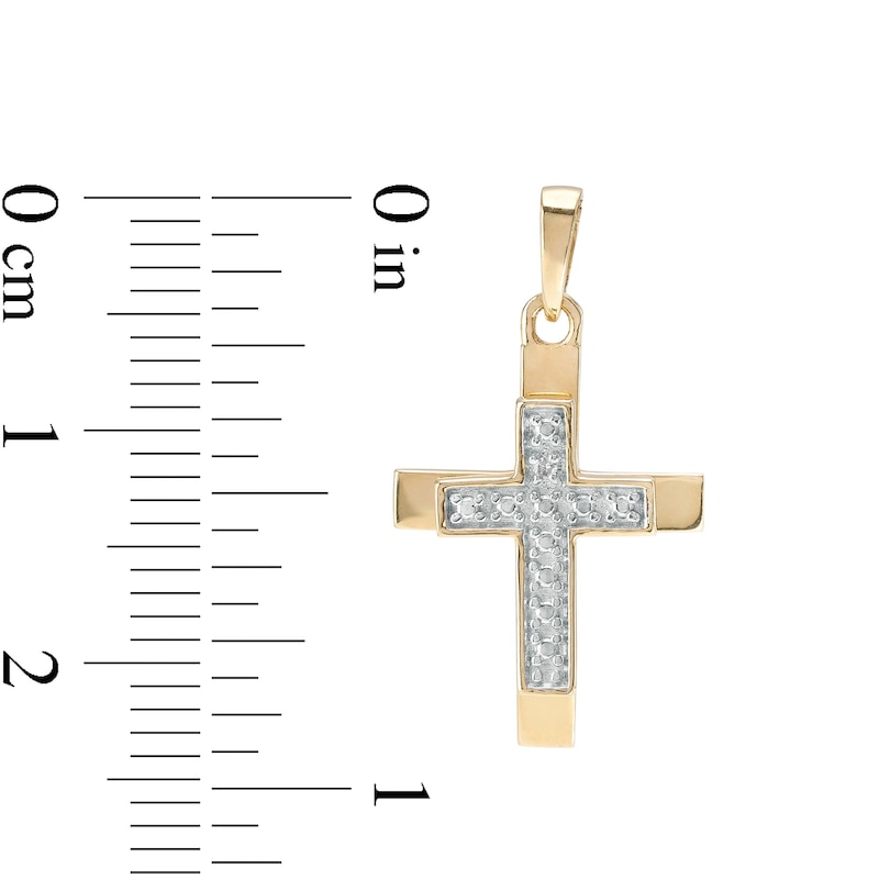 Main Image 2 of Diamond Accent Layered Split Edge Cross Necklace Charm in 10K Gold