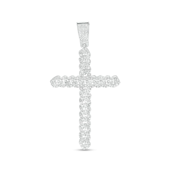 1/3 CT. T.W. Diamond Chain Cross Necklace Charm in Sterling Silver