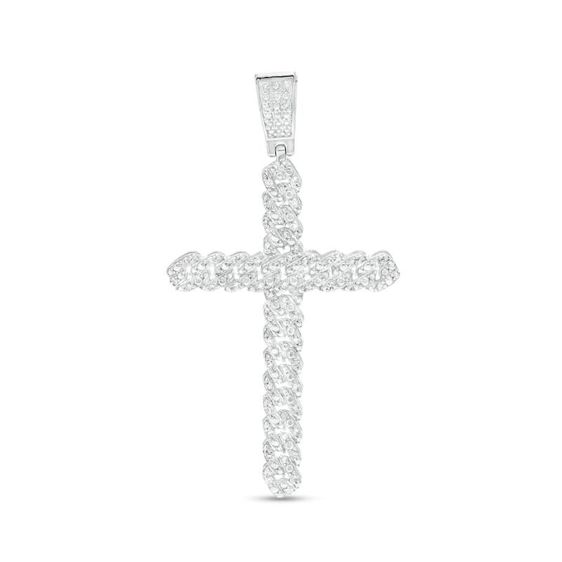 1/3 CT. T.W. Diamond Chain Cross Necklace Charm in Sterling Silver