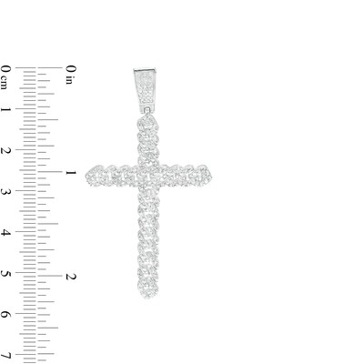 1/3 CT. T.W. Diamond Chain Cross Necklace Charm in Sterling Silver