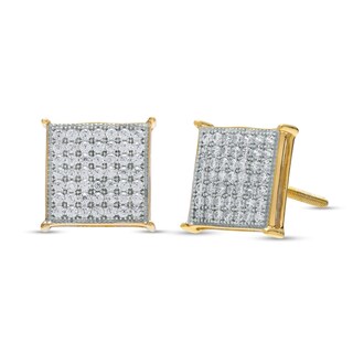 1/ CT. T.W. Princess-Cut Multi-Diamond Stud Earrings in 10K Gold