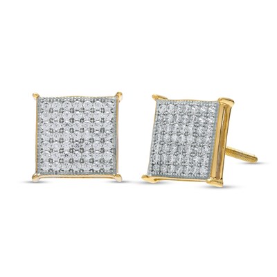 1/ CT. T.W. Princess-Cut Multi-Diamond Stud Earrings in 10K Gold