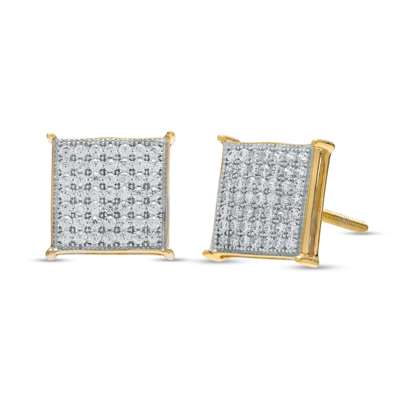 1/3 CT. T.W. Princess-Cut Multi-Diamond Stud Earrings in 10K Gold