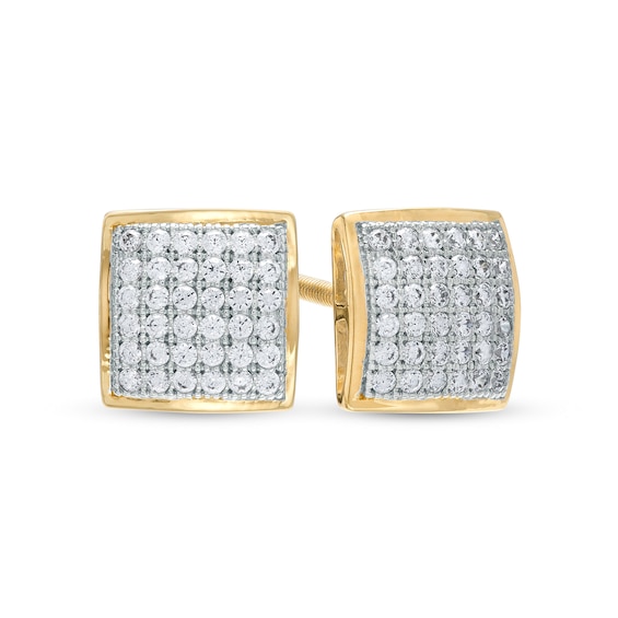 1/ CT. T.W. Princess-Cut Multi-Diamond Stud Earrings in 10K Gold