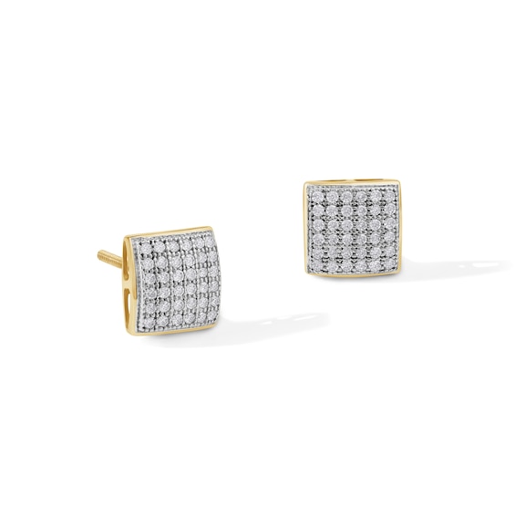 1/ CT. T.W. Princess-Cut Multi-Diamond Stud Earrings in 10K Gold