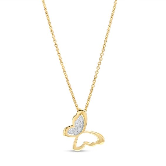 Diamond Accent Butterfly Pendant in Sterling Silver with 14K Gold Plate