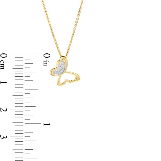 Diamond Accent Butterfly Pendant in Sterling Silver with 14K Gold Plate