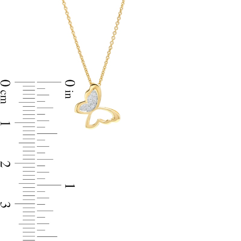 Diamond Accent Butterfly Pendant in Sterling Silver with 14K Gold Plate