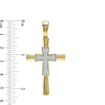 1/5 CT. T.W. Diamond Small and Large Layered Cross Necklace Charm in 10K Gold