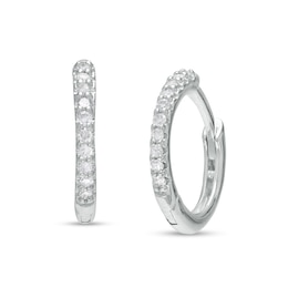 1/10 CT. T.W. Diamond Huggie Hoop Earrings in Sterling Silver