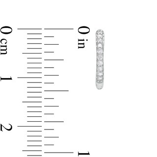 Solid Sterling Silver 1/10 CT. T.W. Diamond Hoops