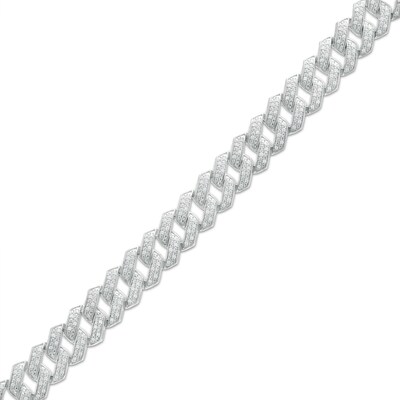Men's 1 CT. T.W. Diamond Curb Chain Bracelet in Sterling Silver – 8.7"