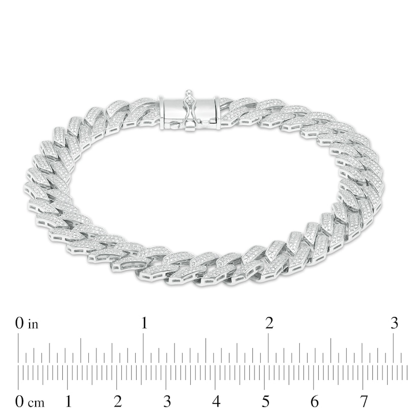 Men's 1 CT. T.W. Diamond Curb Chain Bracelet in Sterling Silver – 8.7"