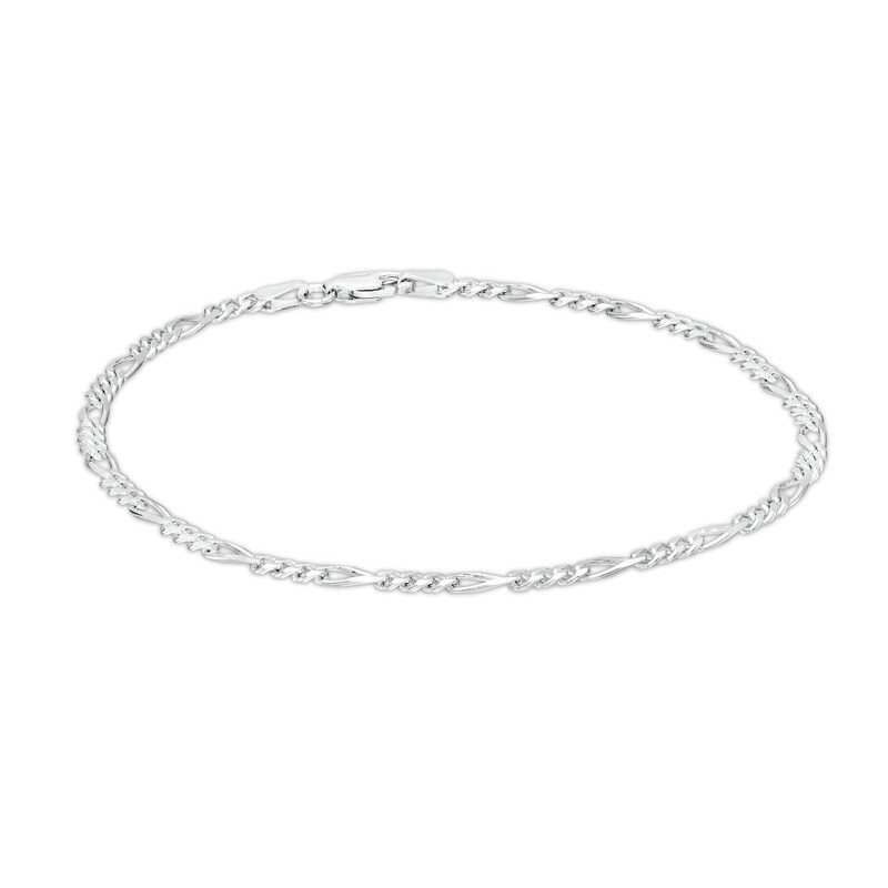 Made in Italy 3mm Figaro Chain Anklet in Semi-Solid Sterling Silver - 9" + 1"