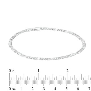 Made in Italy 3mm Figaro Chain Anklet in Semi-Solid Sterling Silver - 9" + 1"