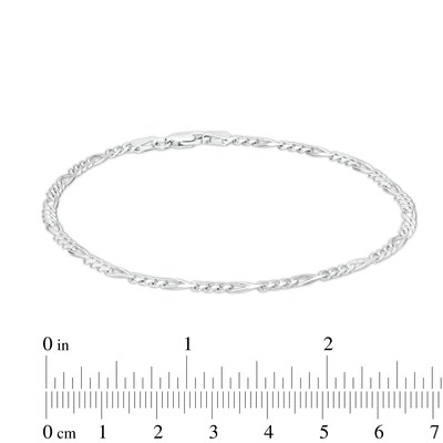 Made in Italy 3mm Figaro Chain Anklet in Semi-Solid Sterling Silver - 9" + 1"