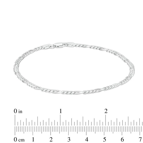 Made in Italy 3mm Figaro Chain Anklet in Semi-Solid Sterling Silver - 9" + 1"