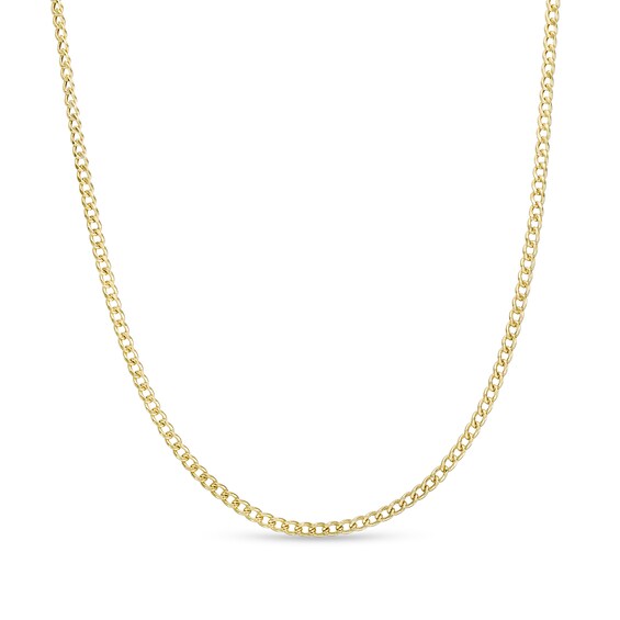 Child's Made in Italy 2.2mm Miami Curb Chain Necklace in 10K Semi-Solid Gold - 15"