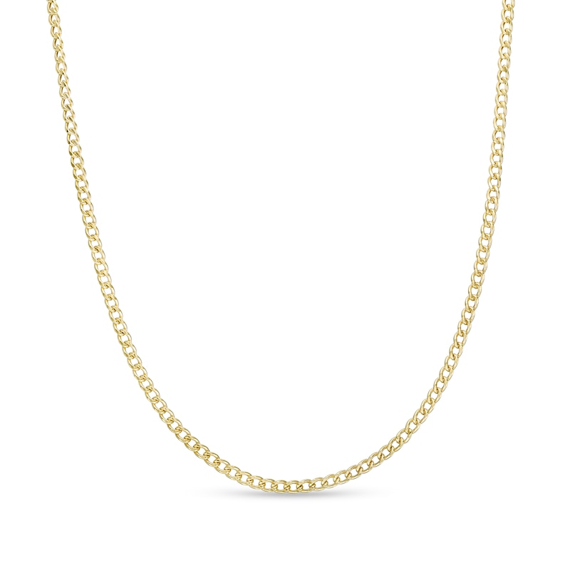 Child's Made in Italy 2.2mm Miami Curb Chain Necklace in 10K Semi-Solid Gold - 15"
